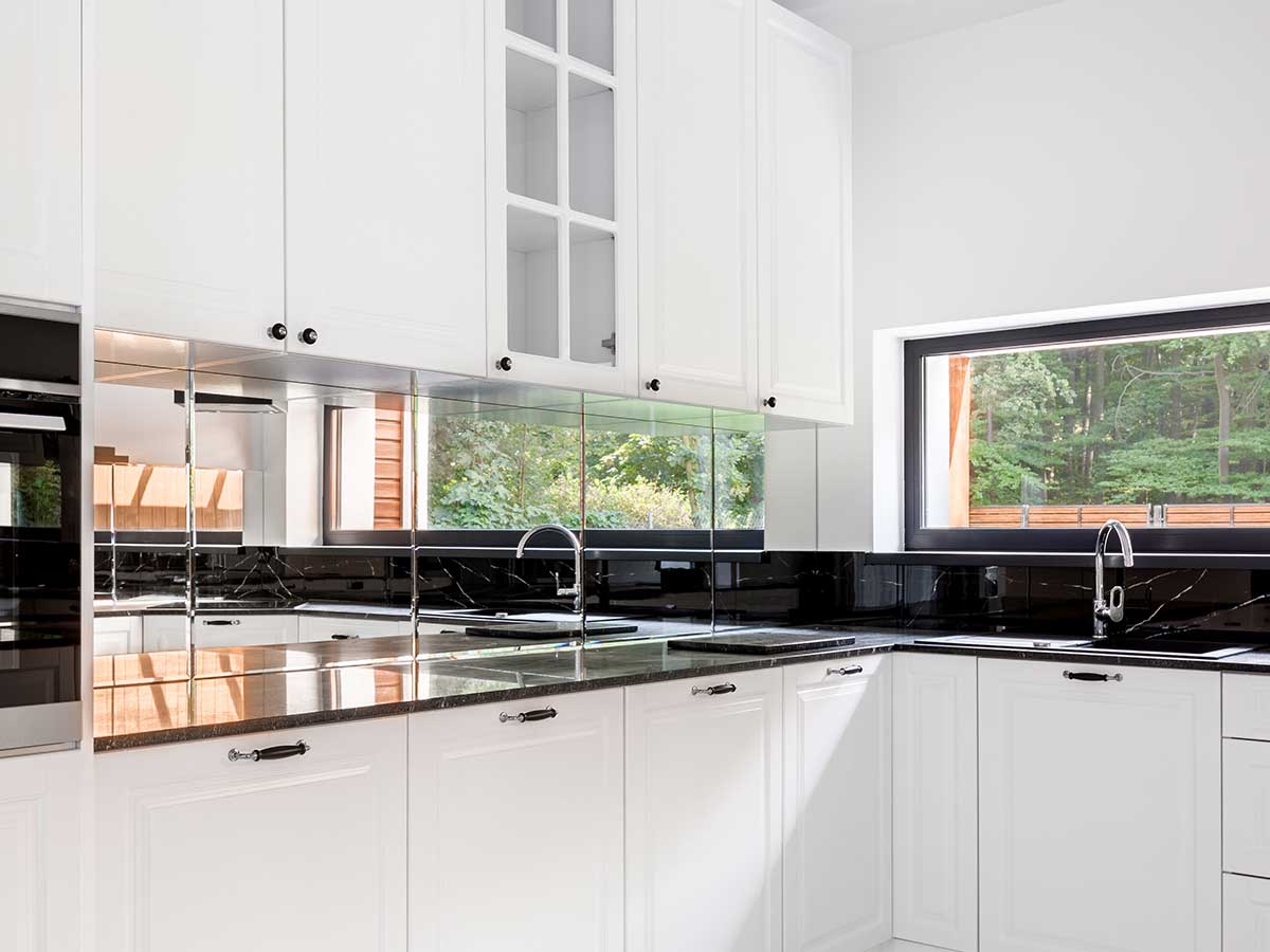 Mirrored Glass Backsplash - After