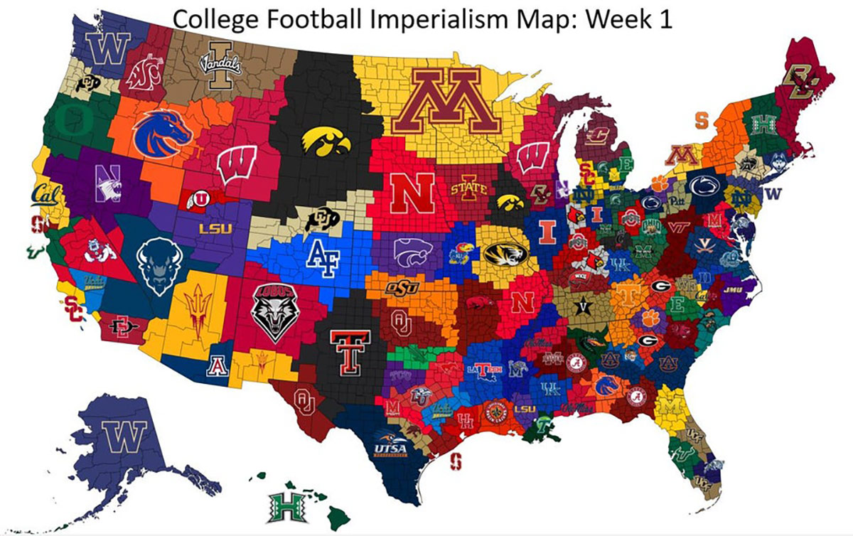 The United States Divided by College Football Wins