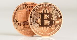 Digitized image of a bitcoin
