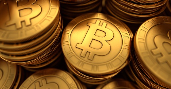 Stacks of bitcoins, a virtual currency