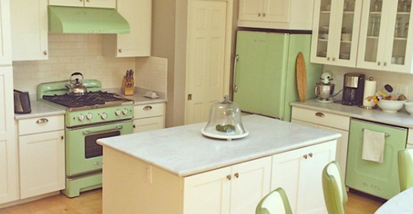 Kitchen with green appliances