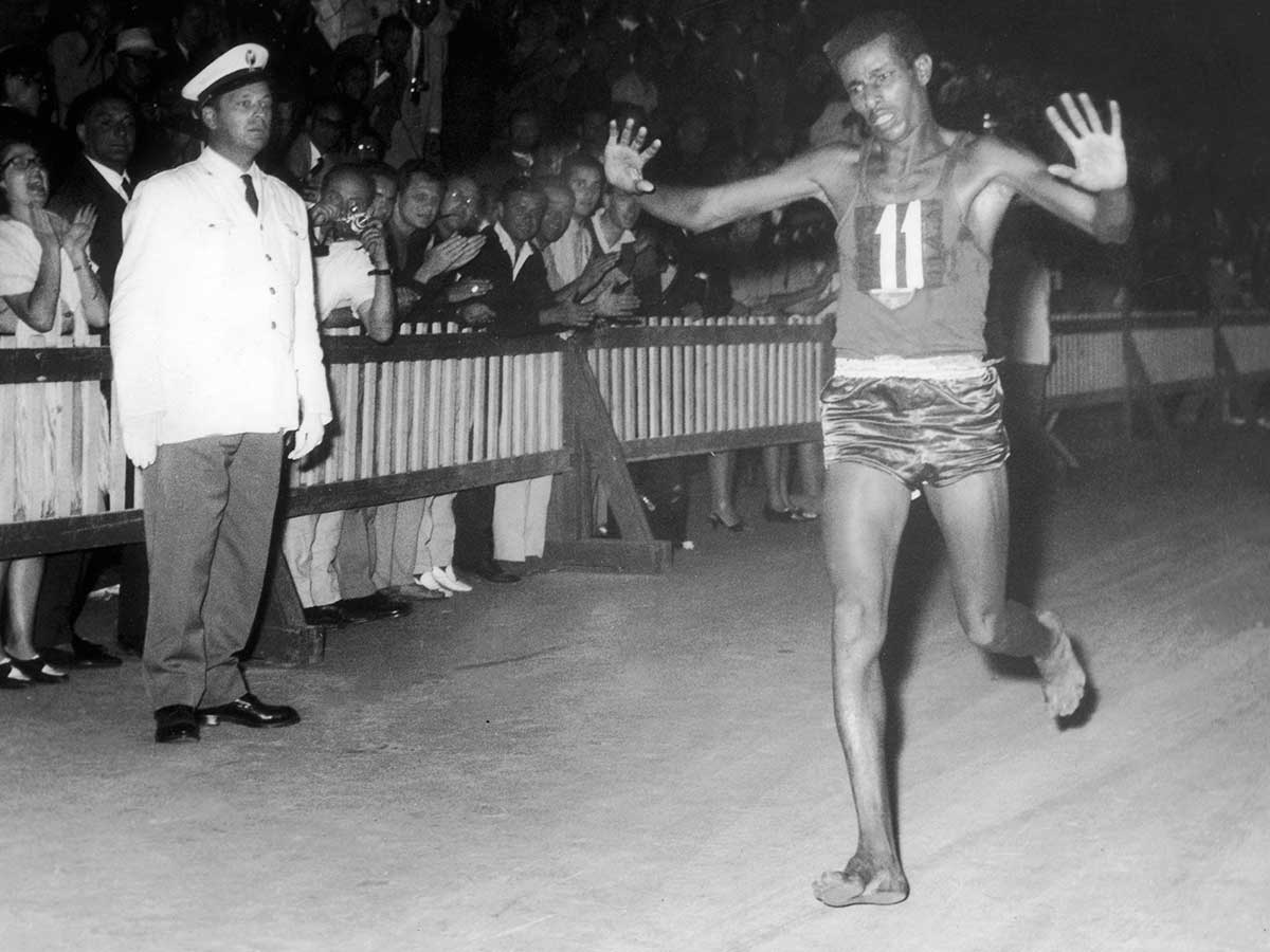 Abebe Bikila Runs Barefoot