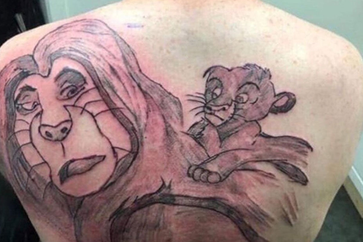 49. At least Mufasa didn't live to see this terrible tattoo.
