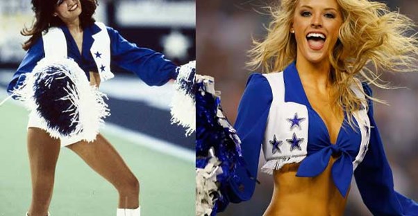 how the dallas cowboy cheerleaders uniforms have changed over the years