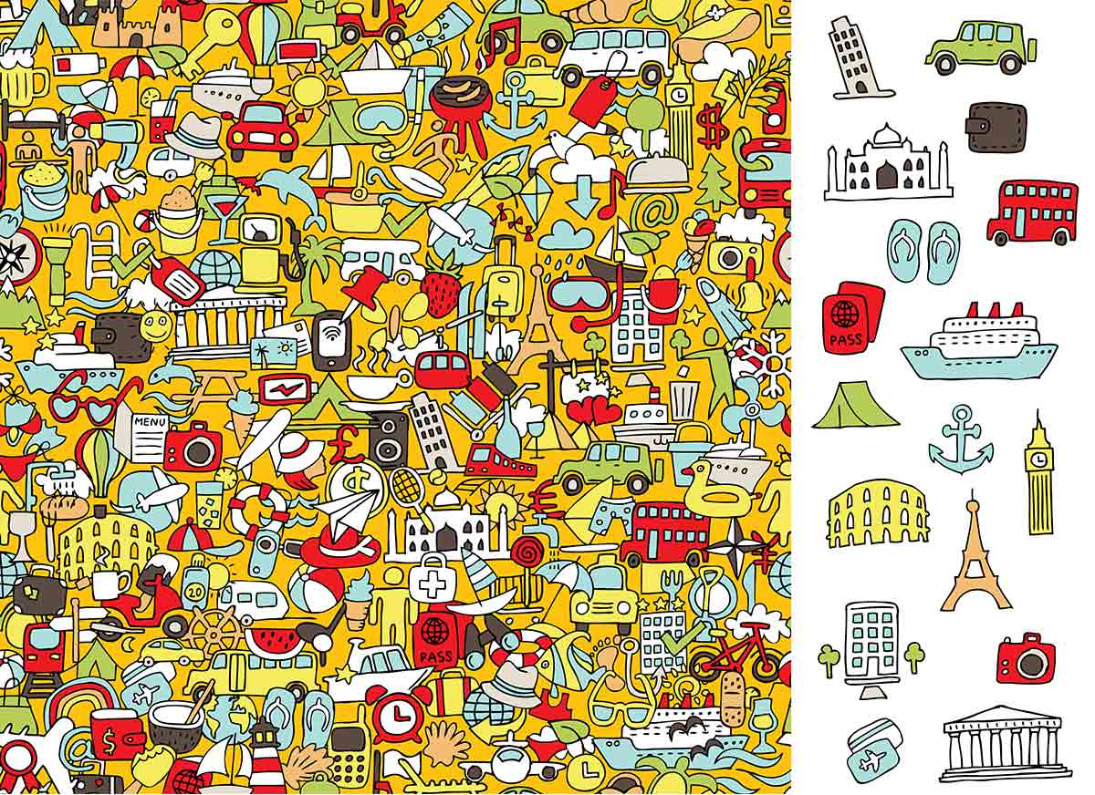 Find 17 Travel Icons in the Photo