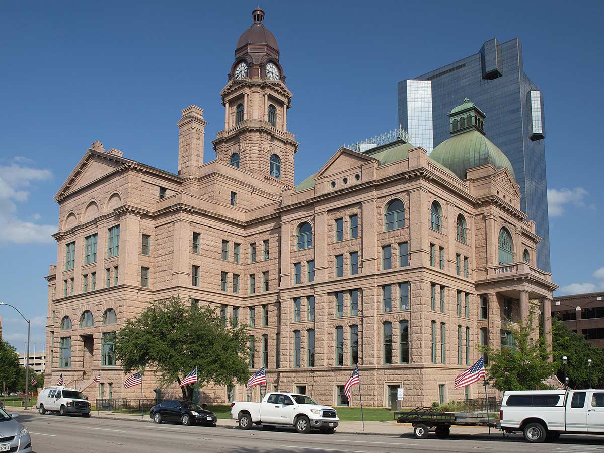 The Tarrant County Courthouse is an accurate depiction of the one in 1883.