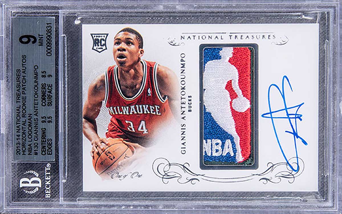 Giannis Antetokounmpo (Panini National Treasures Logoman Patch Card Autographed 2013-14)