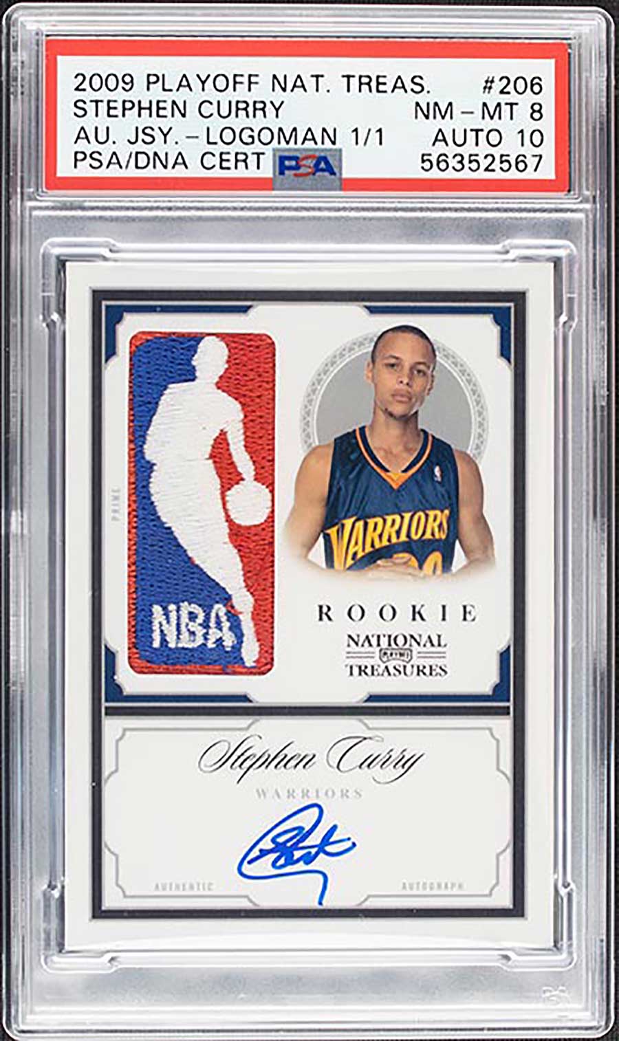 Steph Curry (Panini National Treasures 1/1 Rookie Logoman Basketball Card Autographed 2009-10)