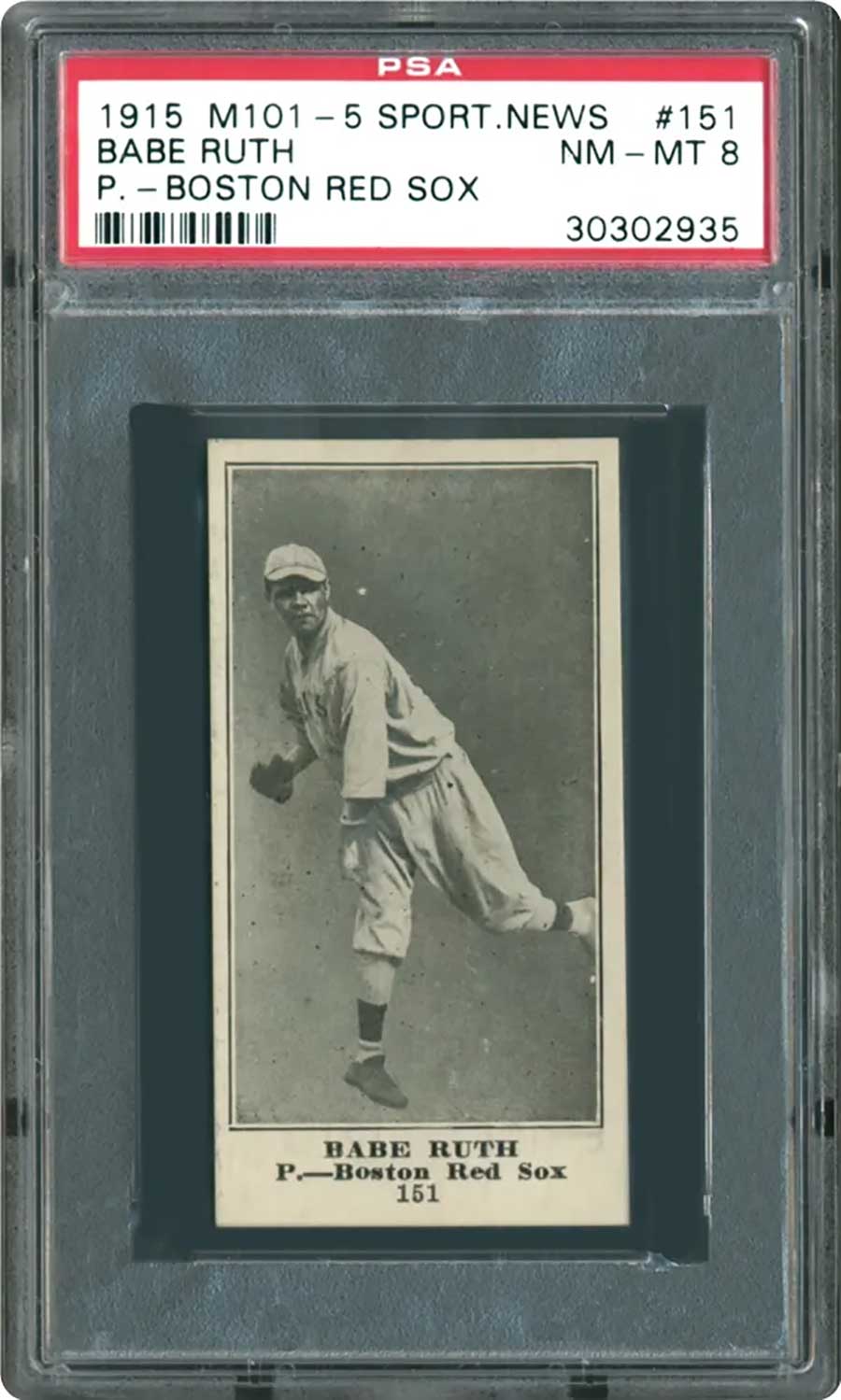 Babe Ruth (M101-5 Sporting News Baseball Card 1916)