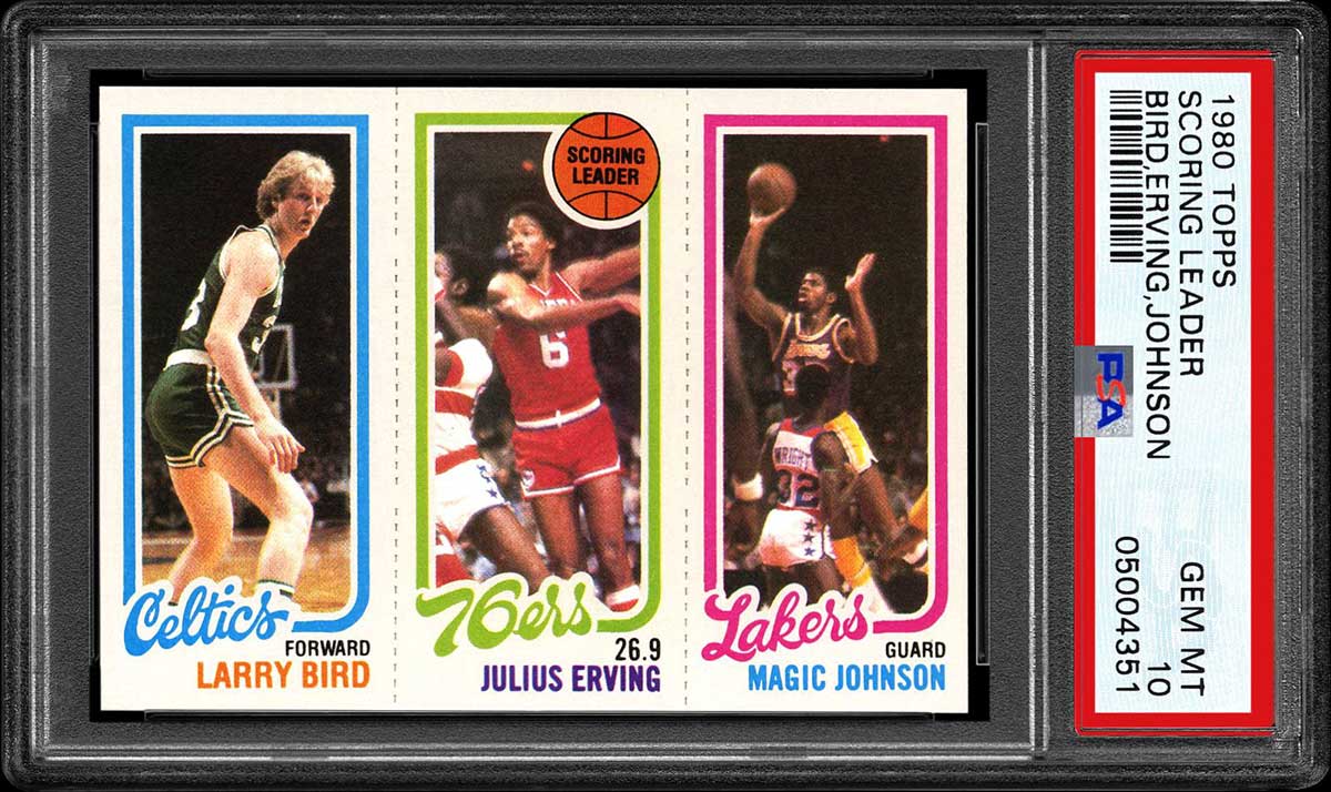 Larry Bird/Julius Erving/Magic Johnson (Topps #34 /#174/#139 1980-81)