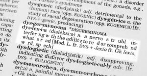 dictionary page emphasizing dyslexia