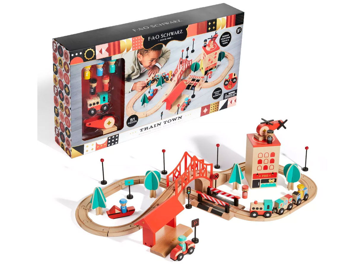 FAO Schwarz Toy Wood Train and Track