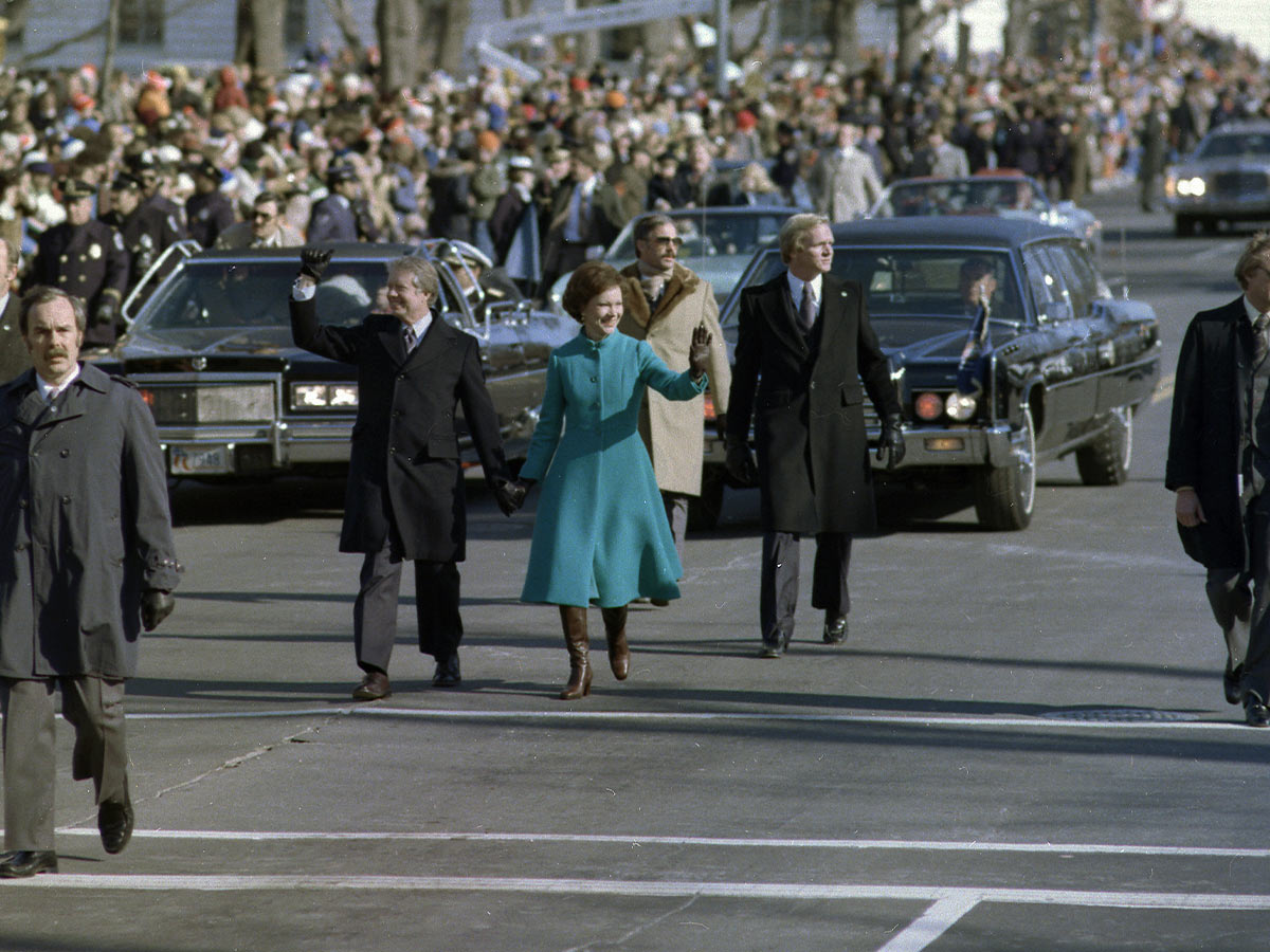 The Carters Take Their Inaugural Walk in January 1977