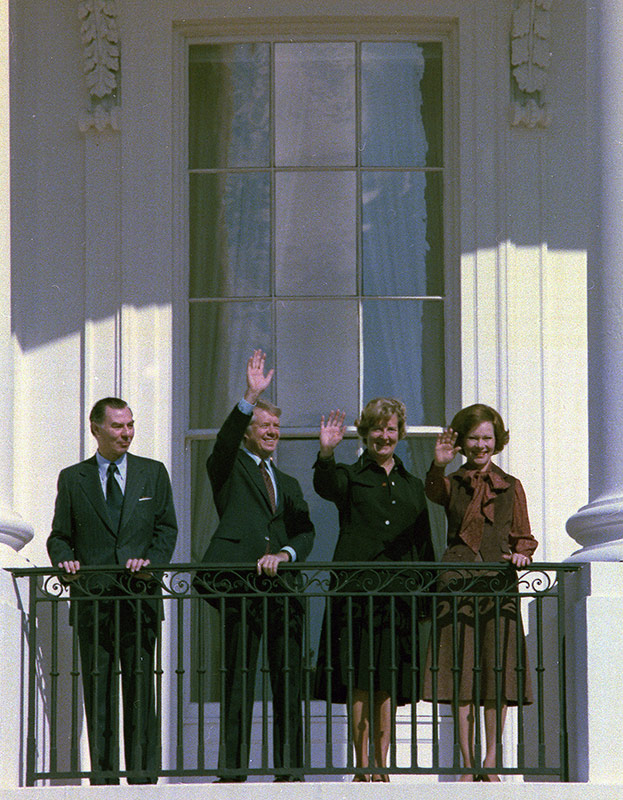 The Carters Wave With Belgium Prime Minister Leo Tindeman in 1977