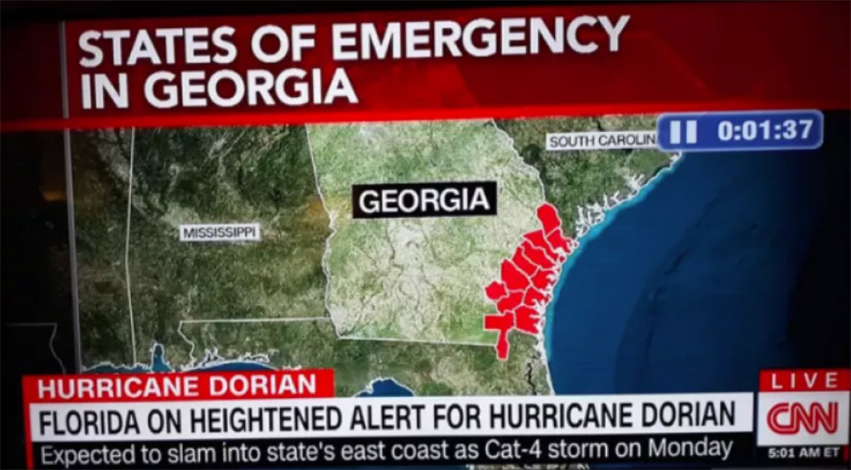 Mislabeled Alabama as Mississippi on Hurricane Dorian Weather Map