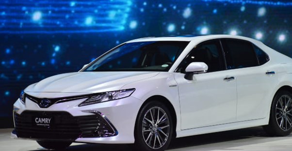 A White Toyota Camry on Display Selling for Under 30k