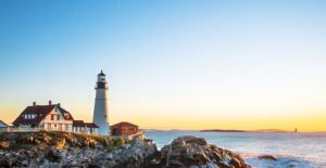 A lighthouse on the shores of Maine