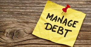a note reminding someone to seek out a debt management program