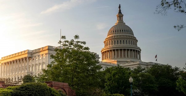 a view of the us capitol at sunset in washington dc symbolizing the government of the united states