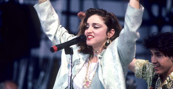 Madonna performing on stage