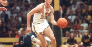 pistol pete playing basketball during his LSU college days
