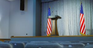 empty podium at the white house