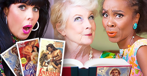 Women laughing at a romance novel