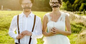 people playing a fun wedding reception game