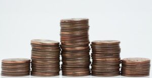 Stacks of pennies made from penny stocks