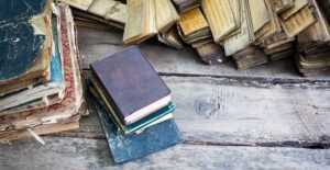 a stack of classic books