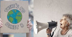old woman with megaphone