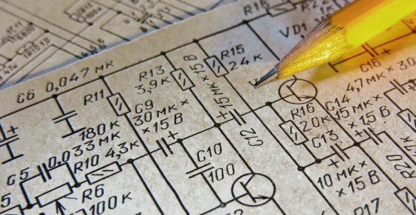Pencil on top of engineering plans
