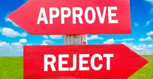 Direction signs pointing toward approval or rejection for social security disability