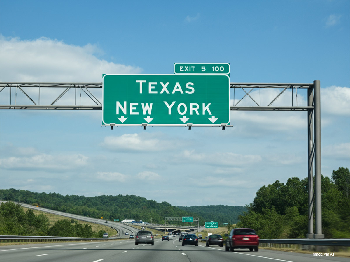 Texas, New York