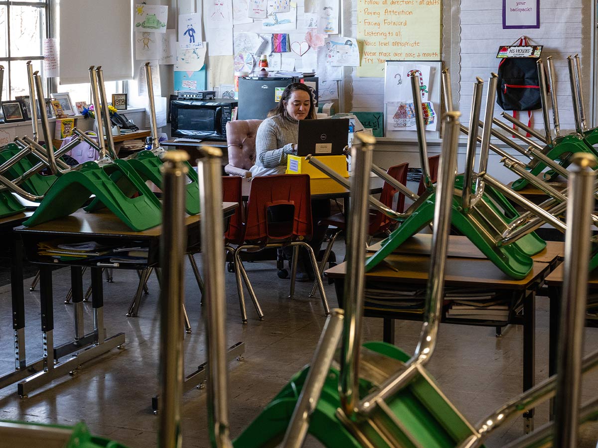 Teacher Conducting Class Virtually