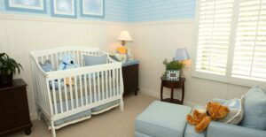 a newly decorated nursery awaits its future inhabitant