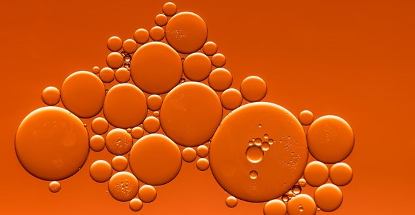 orange bubbles of ceramides and peptides