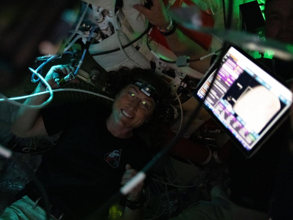 Christina Koch at Work in Lunar Orbit
