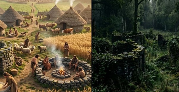 a before and after image of a populated area in france