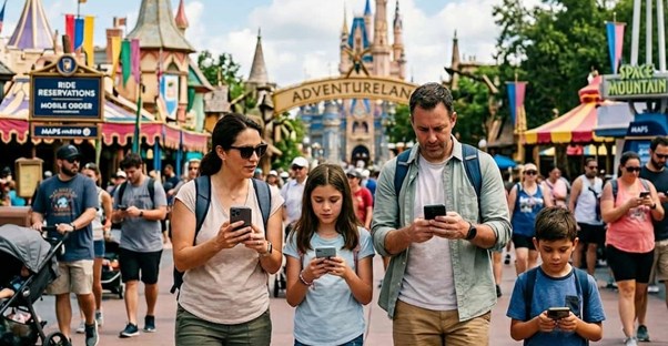 disney world visitors using their phones