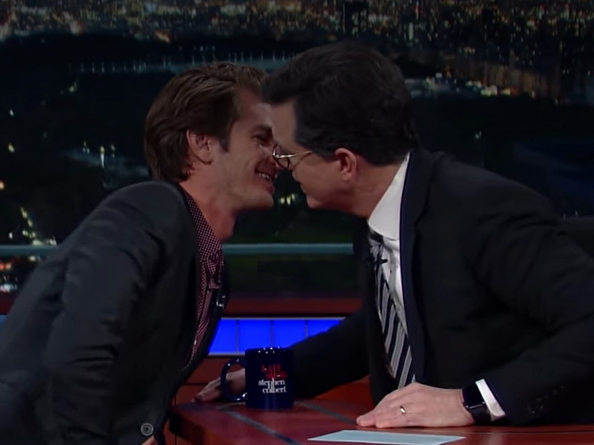 Stephen Colber & Andrew Garfield Kiss