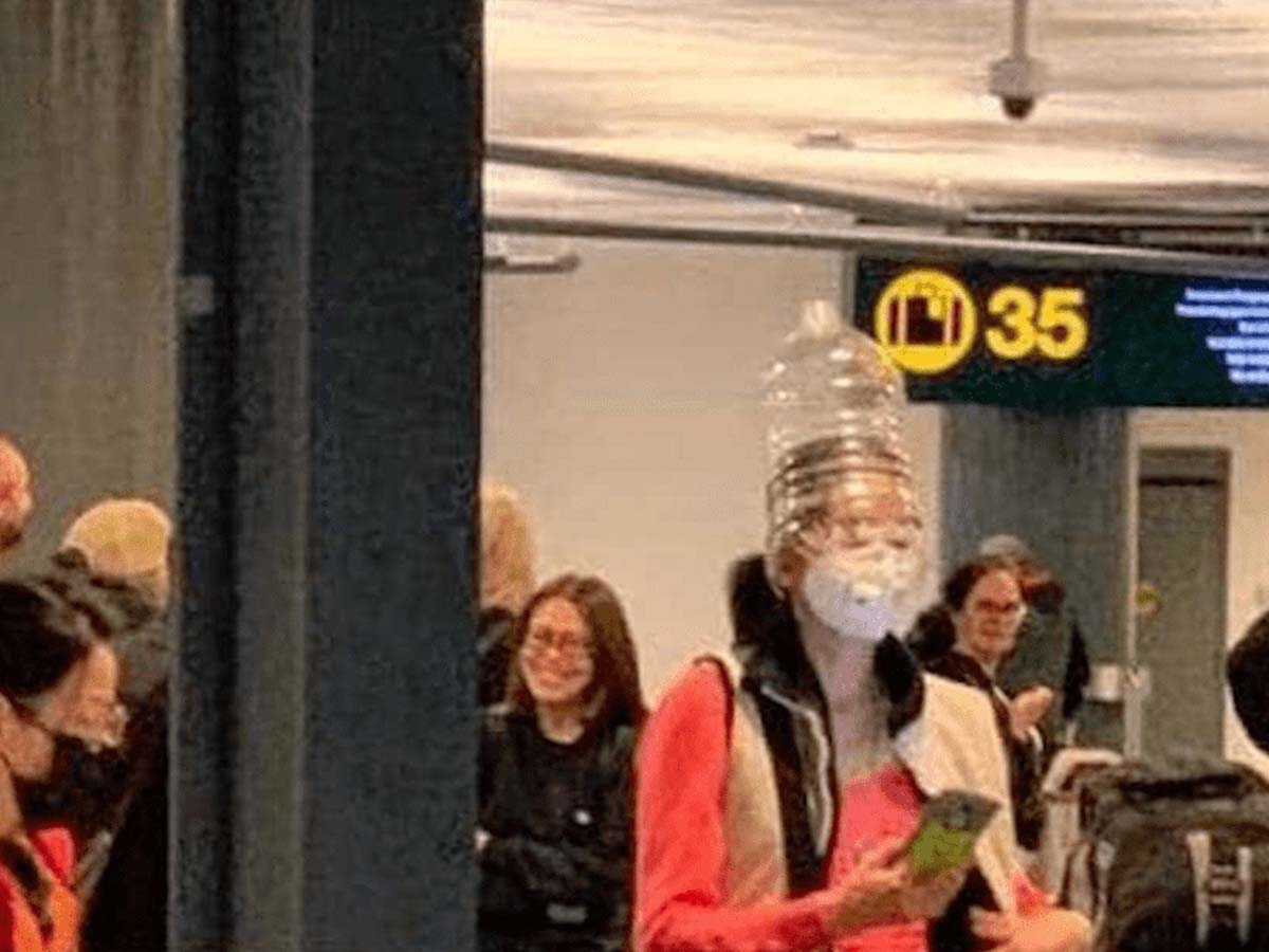 No mask? Try a water jug!