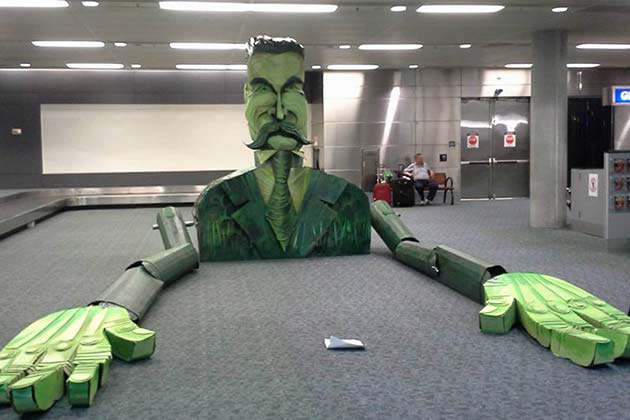 You better watch out or he'll steal your bags.