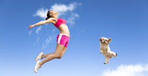 a woman participating in a strange workout routine