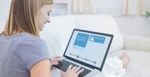 a woman updates her online dating profile