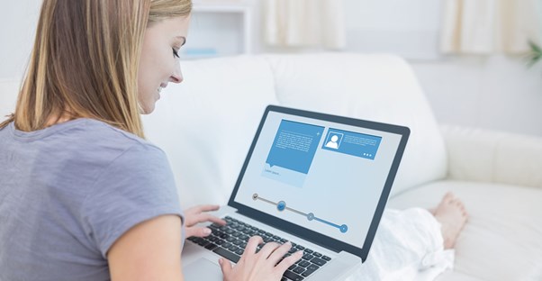 a woman updates her online dating profile