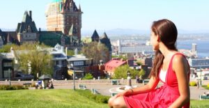 a young woman enjoys her student travel abroad