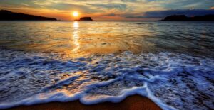 a sunset over the ocean off Sanibel Island