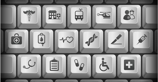 a keyboard with medical images instead of letters on the keys