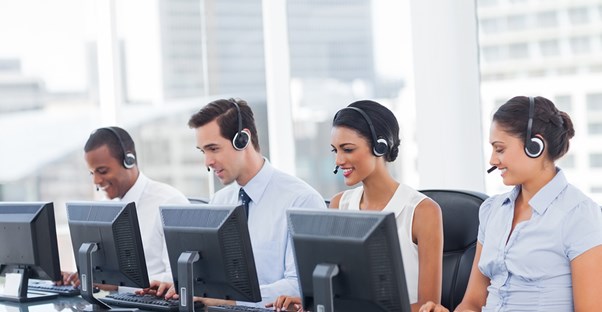 medical transcription students training at computers